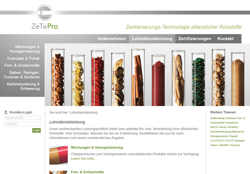Screenshot Internetauftritt ZeTePro GmbH